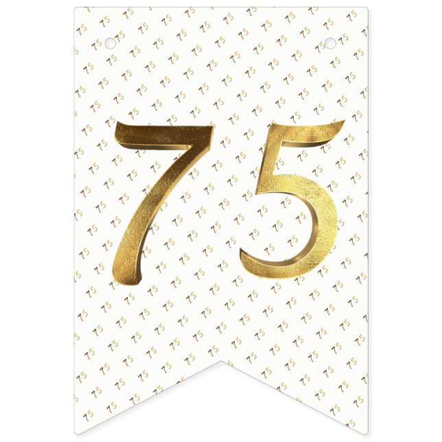 75th Birthday Wedding Anniversary Gold Number Bunting (First Flag)