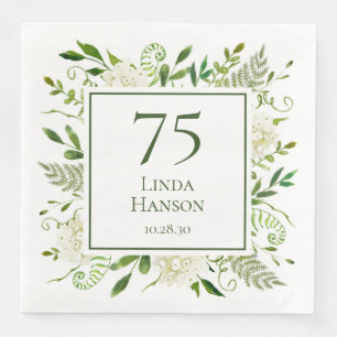 75th Birthday White Hydrangeas Napkin
