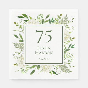 75th Birthday White Hydrangeas Napkin