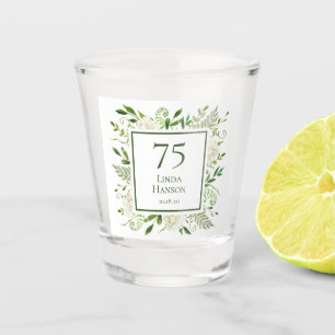 75th Birthday White Hydrangeas Shot Glass