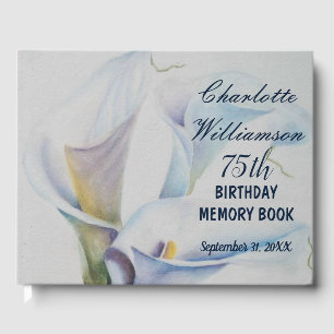 75th Calla Lily Floral Birthday Memory Guest Book