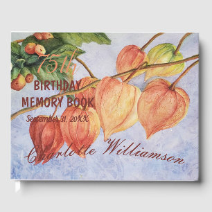 75th Chinese Lantern Floral Birthday Memory Guest Book