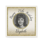 75th Custom Photo White and Gold Birthday