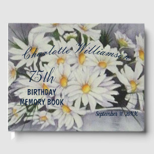 75th Daisy Bouquet Floral Birthday Memory Guest Book