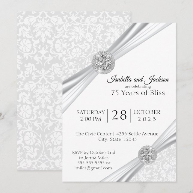 75th Diamond Anniversary Design Invitation (Front/Back)