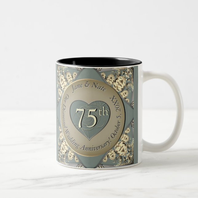 75th Diamond Wedding Anniversary Mug (Right)