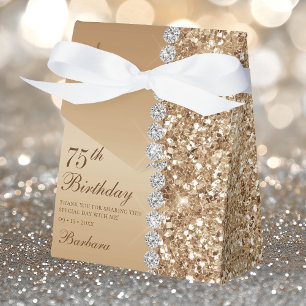 75th Elegant Gold Birthday Favour Box
