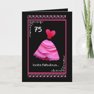 75th Fabulous Birthday with Pink Dress Card