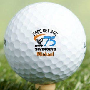75th Gift for Coworker Funny Blue Custom Golf Balls