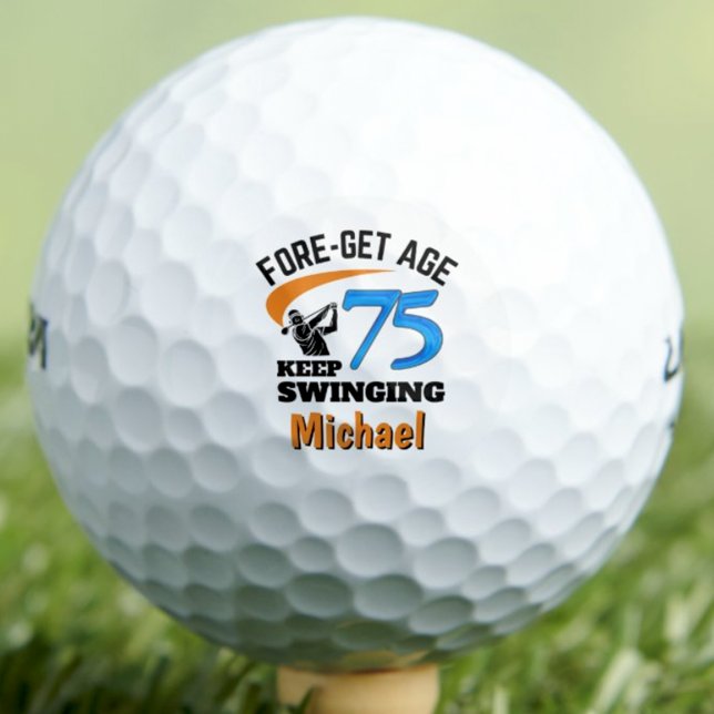 75th Gift for Coworker Funny Blue Custom Golf Balls (Creator Uploaded)