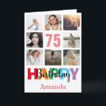 75th Happy Birthday Photo Collage Modern Pink Card<br><div class="desc">75th Happy Birthday Photo Collage Modern Pink Card with personalised name. For further customisation,  please click the "Customise it" button and use our design tool to modify this template.</div>