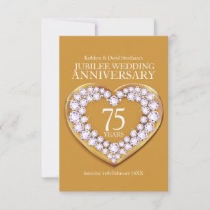 75th Jubilee wedding anniversary heart reply card
