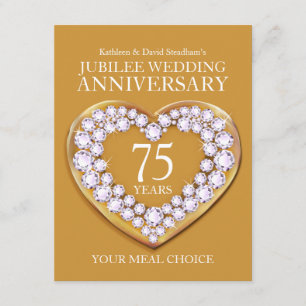 75th Jubilee Wedding Anniversary meal choice Enclosure Card