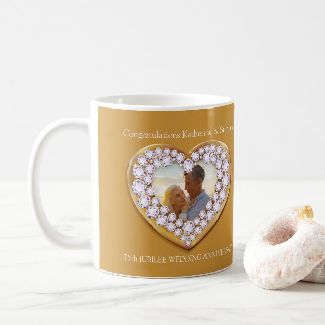 75th jubilee wedding anniversary photo mug (With Donut)