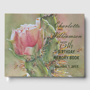 75th Peach Cactus Floral Birthday Memory Guest Book
