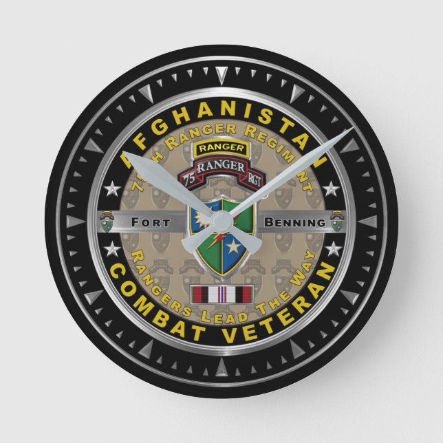 75th Ranger Regiment Afghanistan Veteran Round Clock (Front)