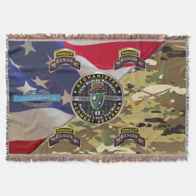75th Ranger Regiment Afghanistan Veteran Throw Blanket (Front)