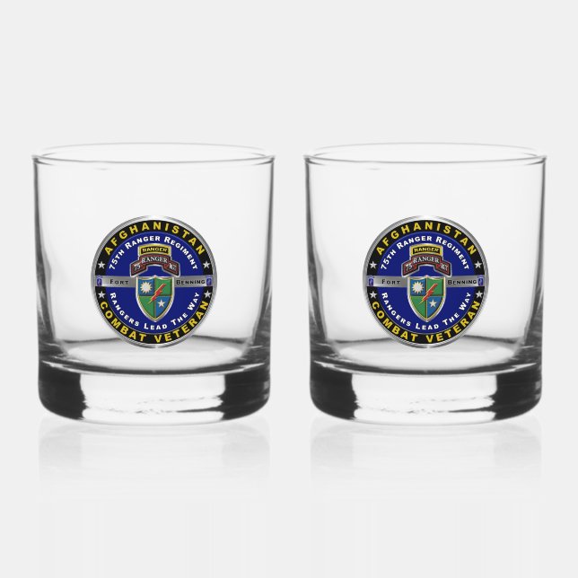 75th Ranger Regiment Afghanistan Veteran Whiskey Glass (Front)