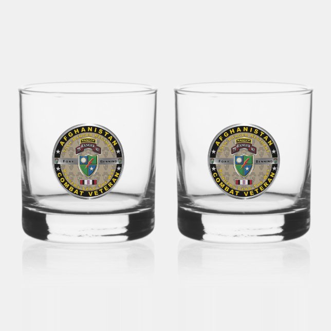 75th Ranger Regiment Afghanistan Veteran Whiskey Glass (Front)