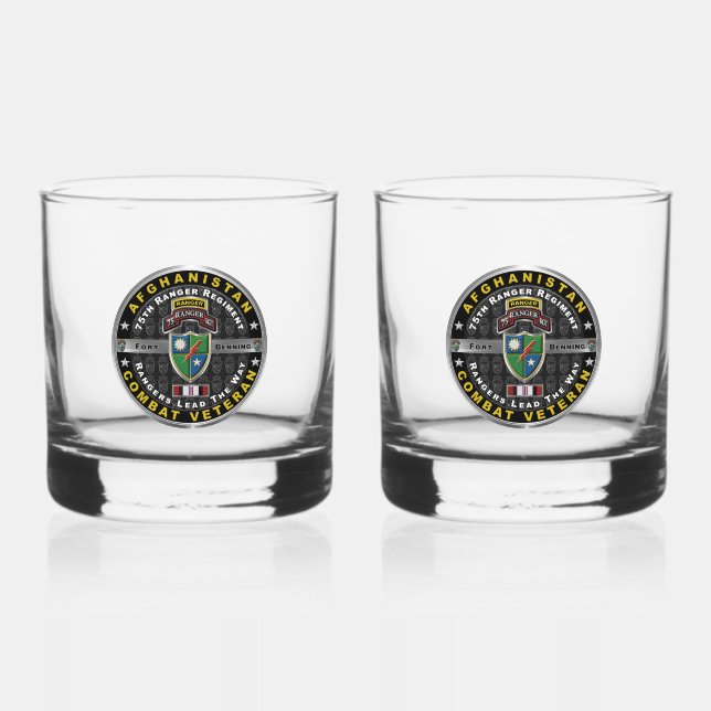 75th Ranger Regiment Afghanistan Veteran Whiskey Glass (Front)