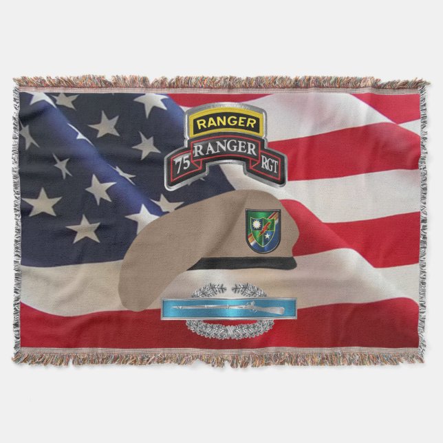 75th Ranger Regiment Combat Veteran Throw Blanket (Front)