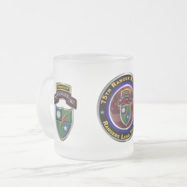 75th Ranger Regiment  Frosted Glass Coffee Mug (Front Left)