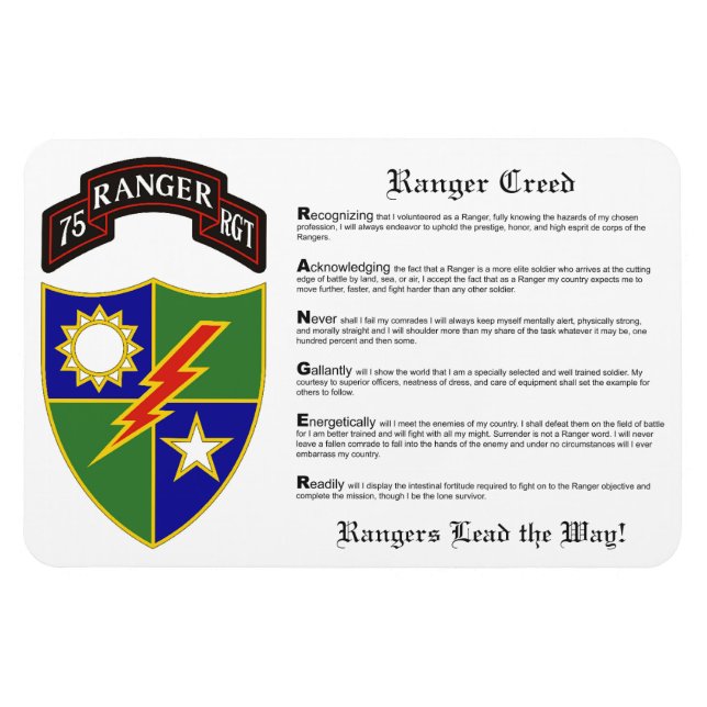 75th Ranger Regiment Magnet 4x6 (Horizontal)