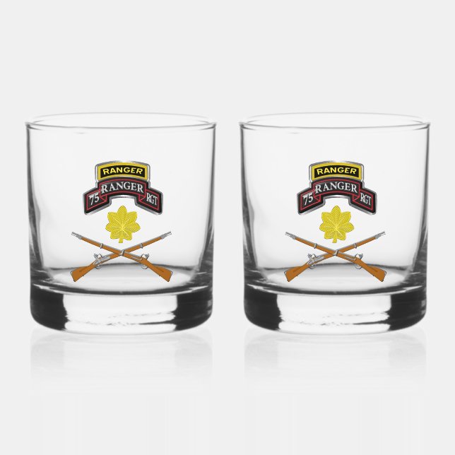 75th Ranger Regiment Major MAJ Whiskey Glass (Front)