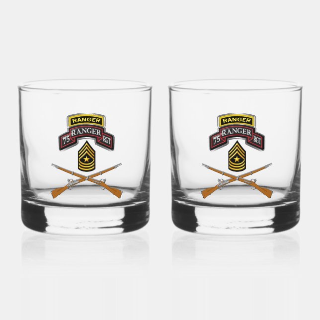75th Ranger Regiment Sergeant Major Whiskey Glass (Front)