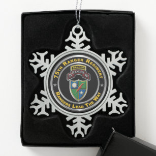 75th Ranger Regiment  Snowflake Pewter Christmas Ornament
