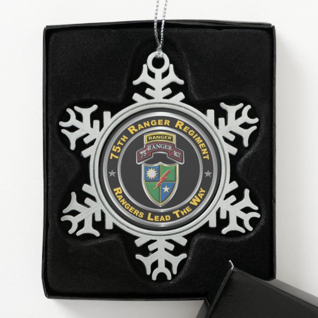 75th Ranger Regiment  Snowflake Pewter Christmas Ornament (Box)
