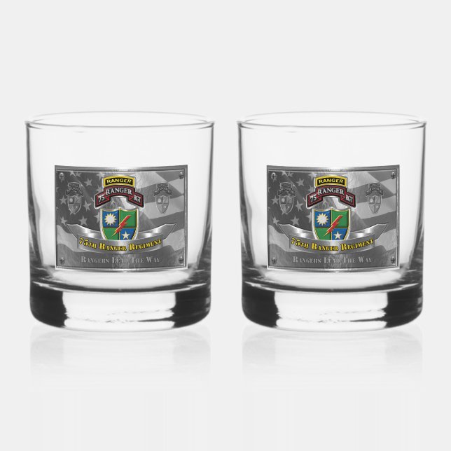 75th Ranger Regiment  Whiskey Glass (Front)