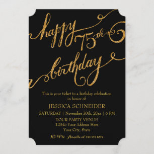 75th, Seventy Fifth Birthday Party Celebration Invitation