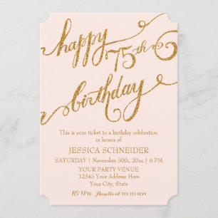 75th, Seventy Fifth Birthday Party Celebration Invitation