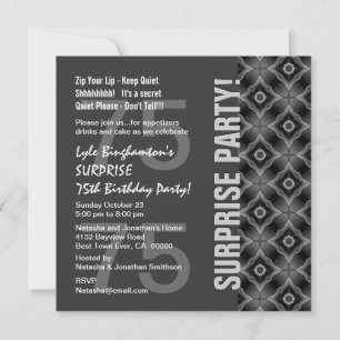 75th Surprise Birthday Grey and White Q134N Invitation