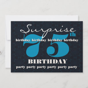 75th SURPRISE Blue and Midnight Birthday Party Invitation