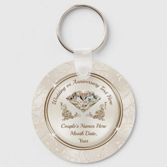 75th to 60th Wedding Anniversary Party Favours Key Ring (Front)