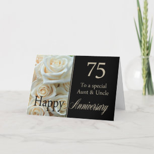 75th Wedding Anniversary Aunt & Uncle  Pink roses Card