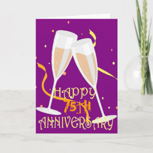 75th wedding anniversary champagne celebration card