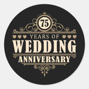 75th Wedding Anniversary Classic Round Sticker
