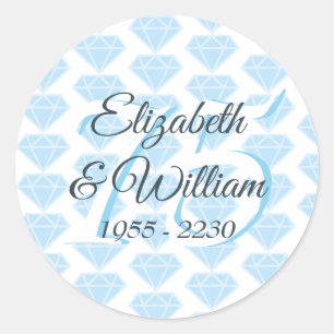 75th Wedding Anniversary Diamond Celebration Classic Round Sticker