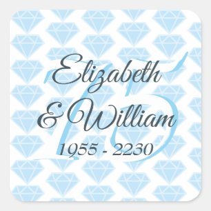 75th Wedding Anniversary Diamond Celebration Square Sticker