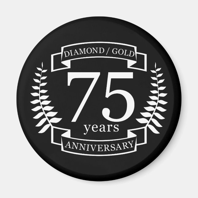 75th Wedding ANNIVERSARY DIAMOND GOLD Magnet (Front)