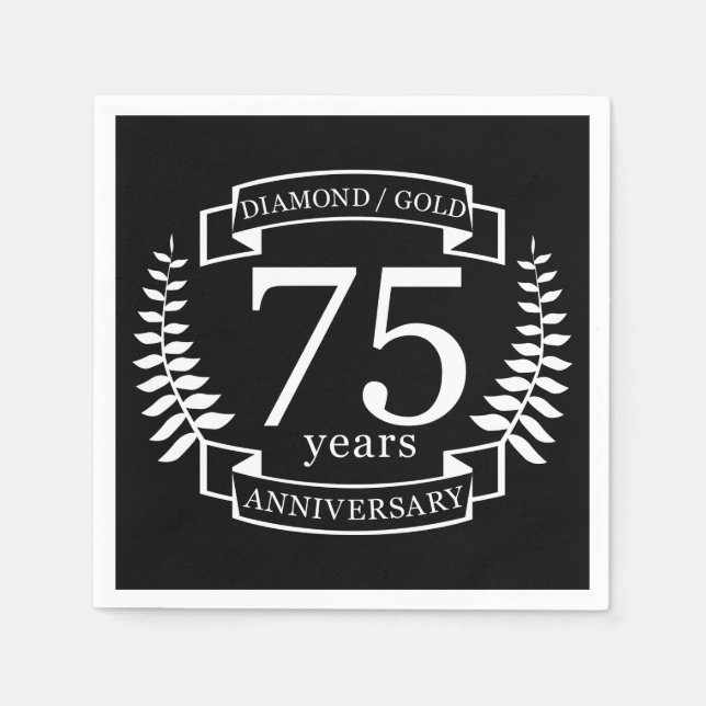 75th Wedding ANNIVERSARY DIAMOND GOLD Napkin (Front)