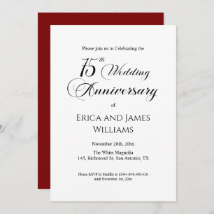 75th Wedding Anniversary Elegant Script Invitation