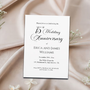 75th Wedding Anniversary Elegant Script Invitation