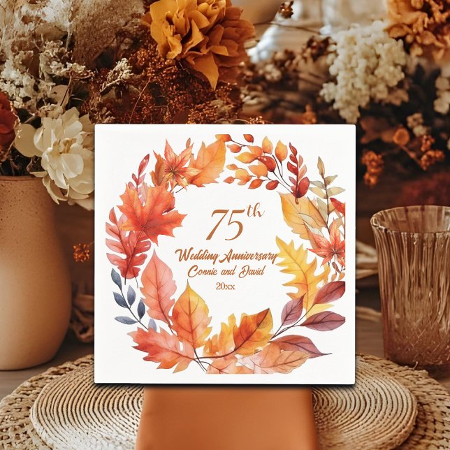 75th Wedding Anniversary Fall Floral Napkin (Creator Uploaded)