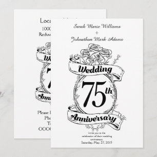 75th Wedding Anniversary Flowers Invitation