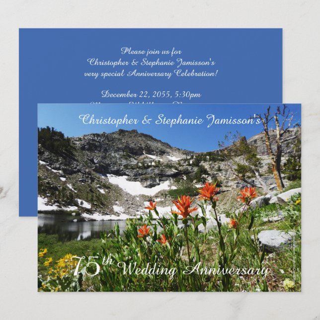 75th Wedding Anniversary Invitation, Wildflowers Invitation (Front/Back)
