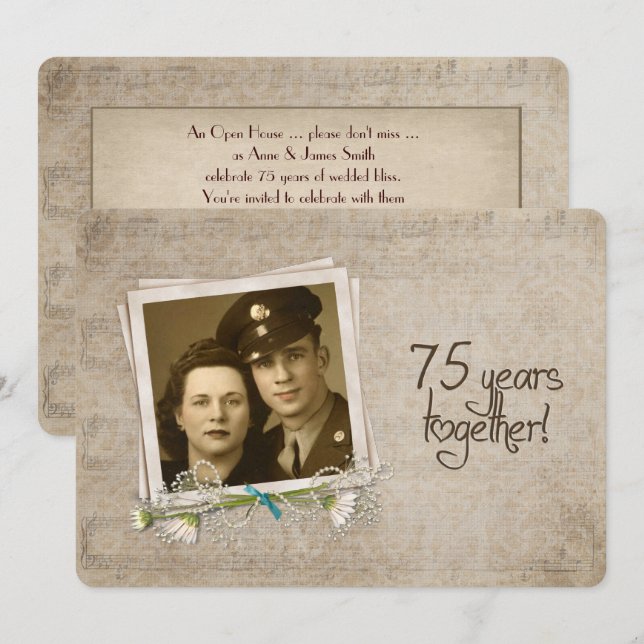75th Wedding Anniversary Open House Invitation (Front/Back)